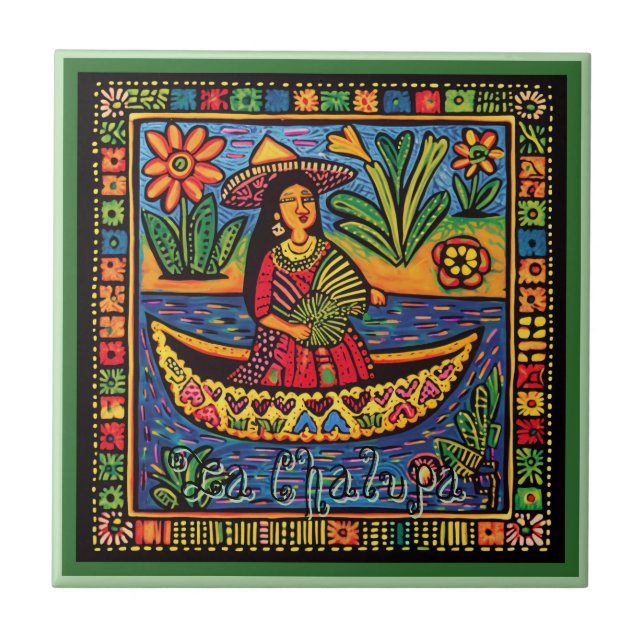 Huichol Loteria Ceramic Tile: La Chalupa Ceramic T Ceramic Tile (Front)