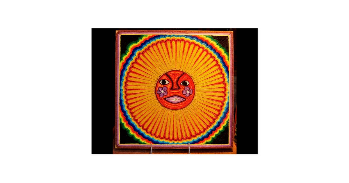 Huichol String Art Sun Mexican Folk Art Postcard Zazzle Com