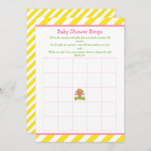 Hula African American Girl Baby Shower Bingo Invitation