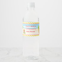 Hula African American Girl Baby Shower Water Bottle Label