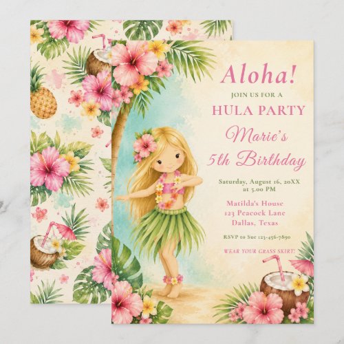 Hula Birthday Party Invitation