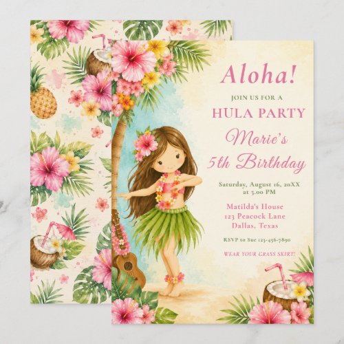 Hula Birthday Party Invitation
