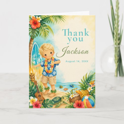 Hula Birthday Party Thank You Card