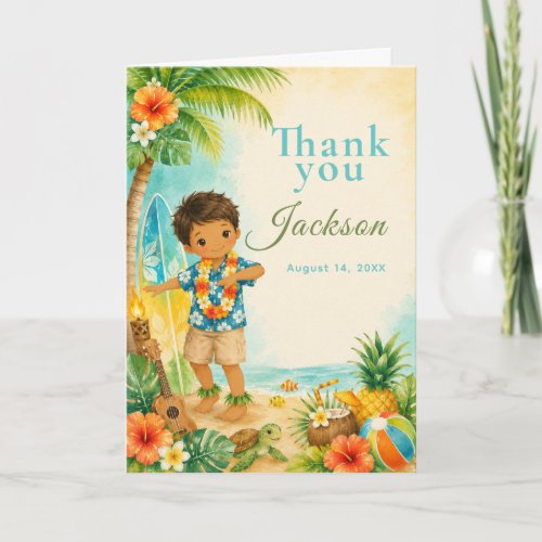 Hula Birthday Party Thank You Card