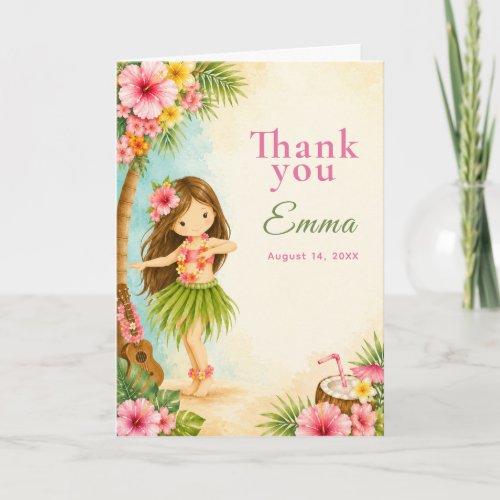 Hula Birthday Party Thank You Card
