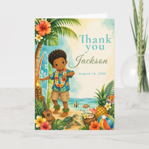Hula Birthday Party Thank You Card