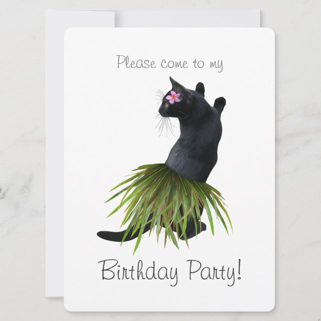 Hula Cat Birthday Party Invitation (Front)