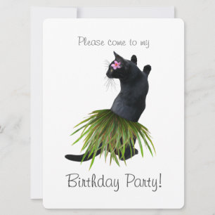 Hula Cat Birthday Party Invitation