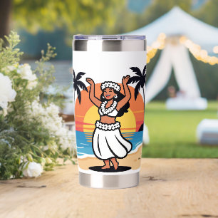 Hula dance beach party sunset tropical island art insulated tumbler