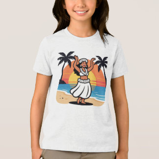 Hula dance beach party sunset tropical island art Tri-Blend shirt
