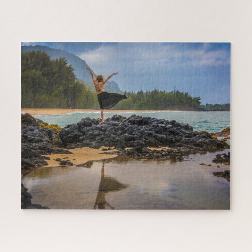 Hula Dancer at Lumahai Beach Kauai Hawaii Jigsaw Puzzle