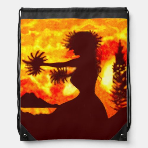 Hula Dancer Drawstring Backpack