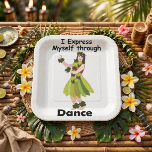 Hula Dancer Girl Expressing Dance Luau Party Paper Plates