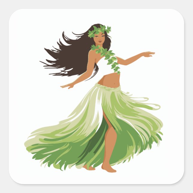 Hula Dancer Grass Skirt Hawaiian Sticker (Front)