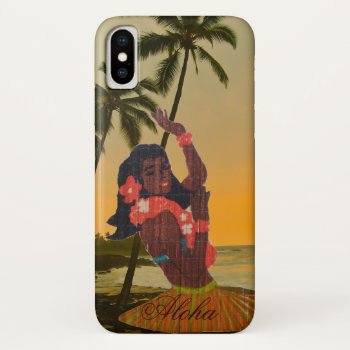 Hula Dancer On Hawaiian Beach Iphone X Case by Rebecca_Reeder at Zazzle