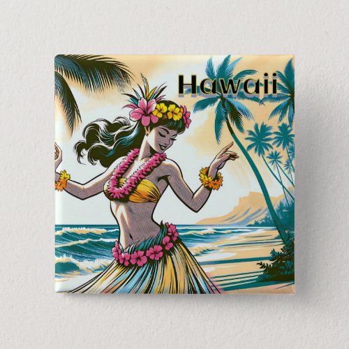 Hula Dancer on the Hawaii Button