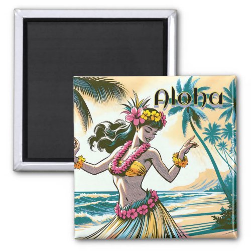 Hula Dancer on the Hawaiian Islands Aloha Magnet