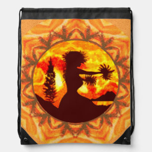 Hula Dancer Palms Drawstring Bag