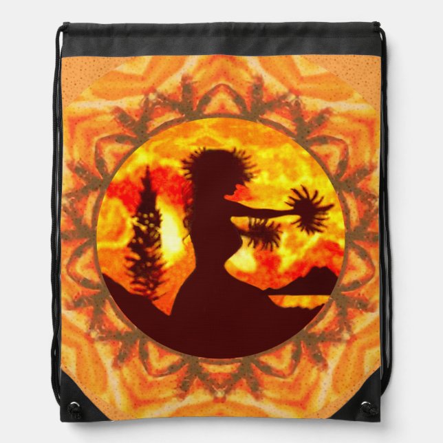 Hula Dancer Palms Drawstring Bag (Front)