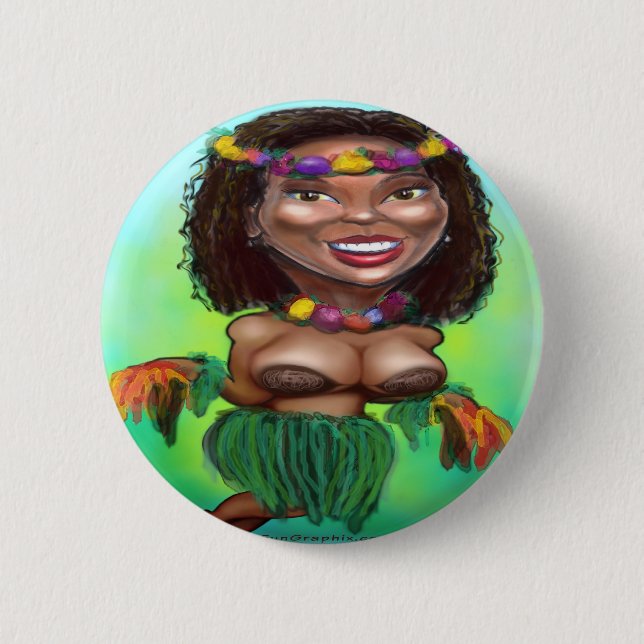 Hula Dancer Pinback Button (Front)