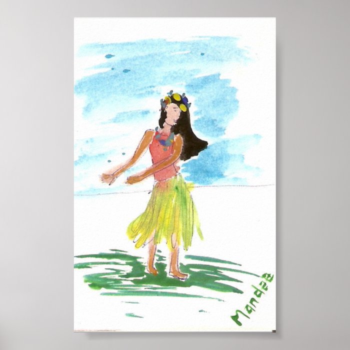 hula dancer print