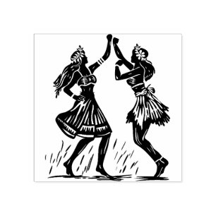 Hula Dancer Rubber Stamp