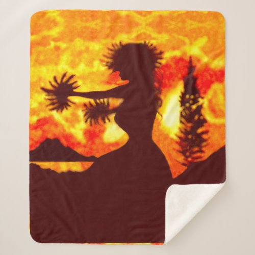 Hula Dancer Sherpa Blanket