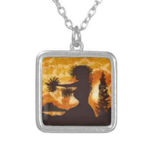Hula Dancer Silver Plated Necklace