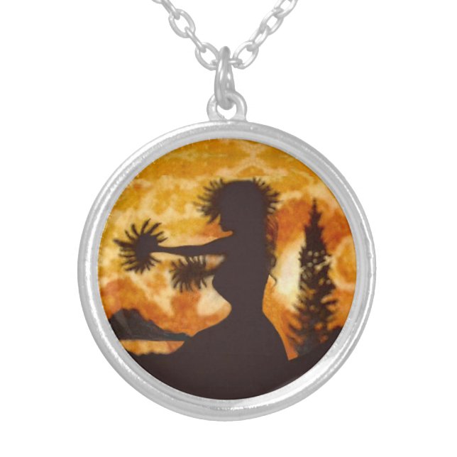 Hula Dancer  Silver Plated Necklace (Front)