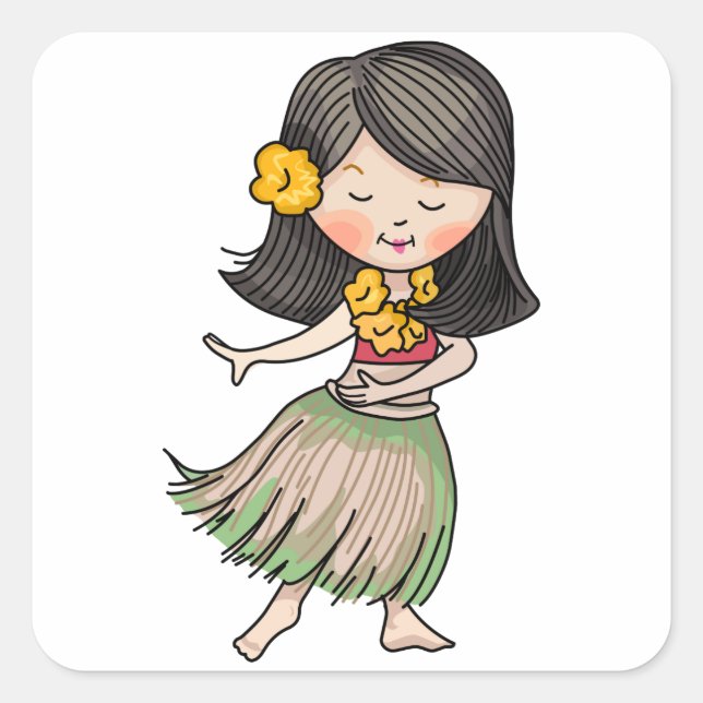 Hula Dancer Square Sticker (Front)
