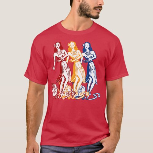 Hula Dancer TriColor Design T_Shirt