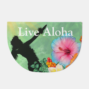 Hula Dancer Tropical Flower Doormat