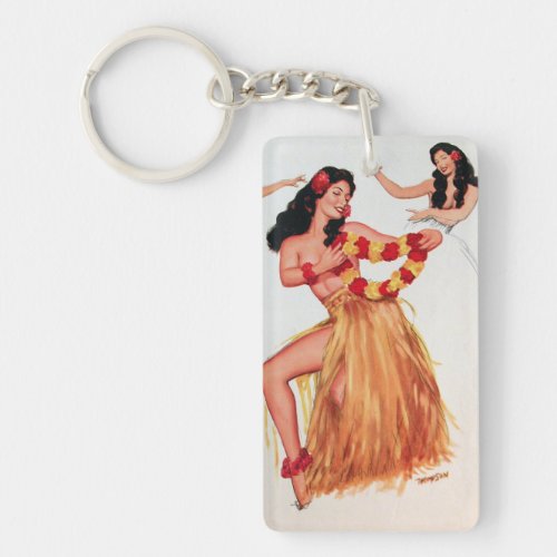  Hula Dancer Vintage Pin Up Girl Keychain 