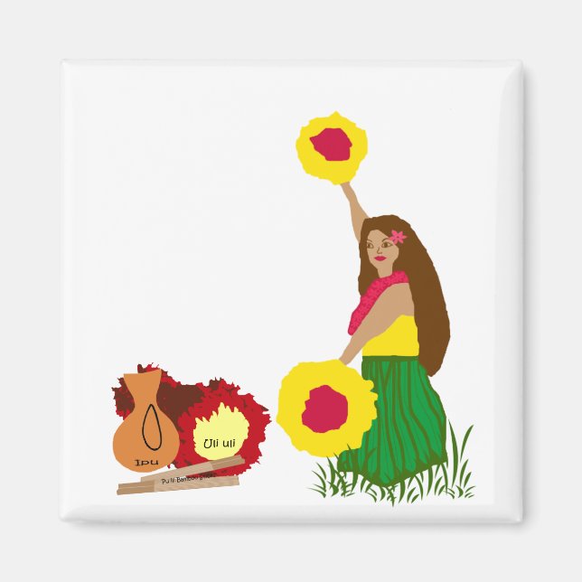 Hula Dancer with her Hawaiian Instruments magnet (Front)