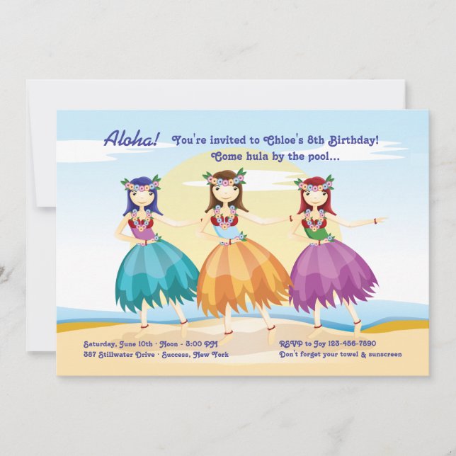 Hula Dancers Invitation (Front)