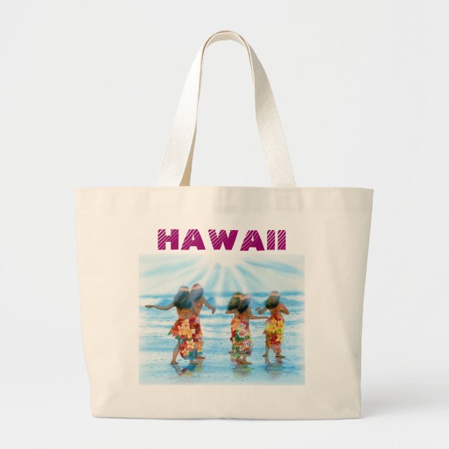 Hula Dancers j pec venette, HAWAII Large Tote Bag (Front)