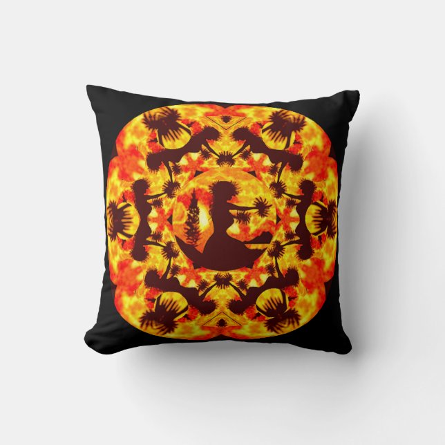 Hula Dancers Throw Pillow (Front)