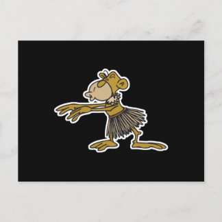 hula dancing monkey postcard
