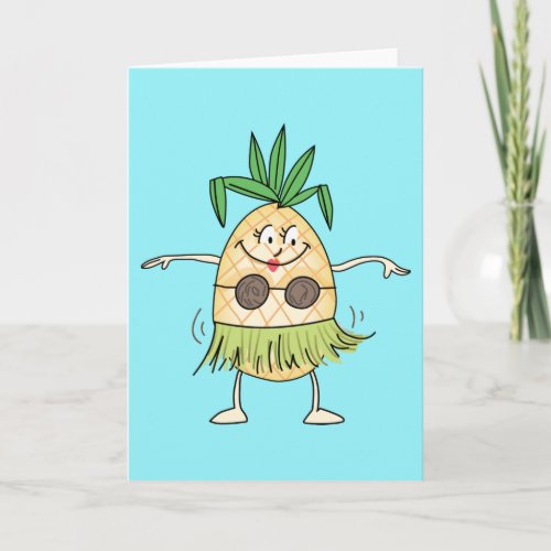 Hula Dancing Pineapple Card