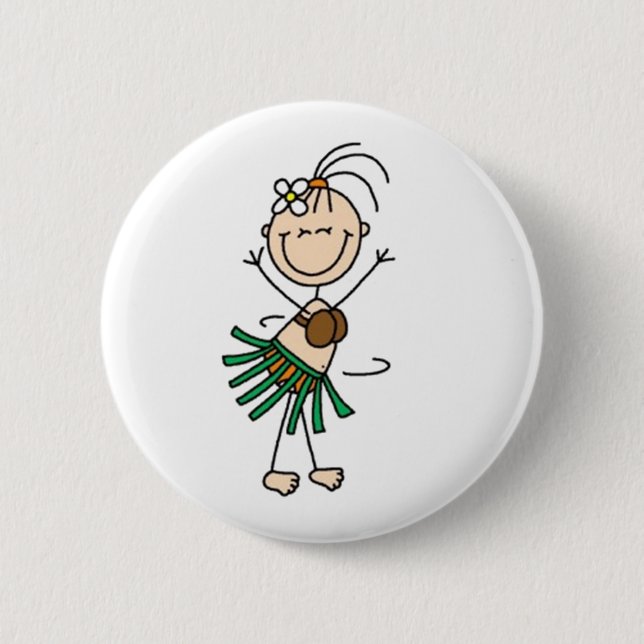 Hula Dancing Stick Figure Button (Front)