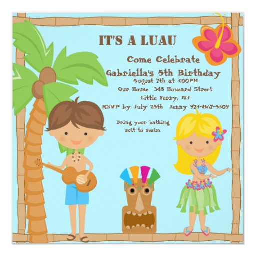 Hula Party Invitations Girl 3