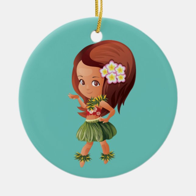 Hula Girl Ceramic Ornament (Front)