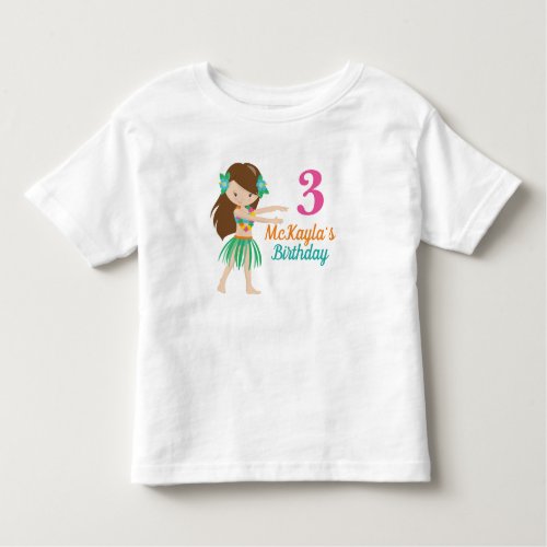Hula Girl Dancer Cute Custom Kids Birthday Toddler T_shirt