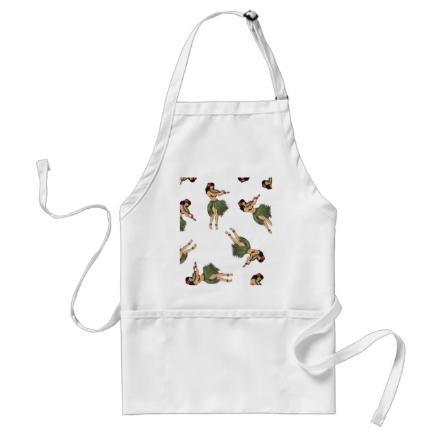 Hula Girl Dancing Pattern Adult Apron (Front)