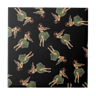 Hula Girl Dancing Pattern Ceramic Tile