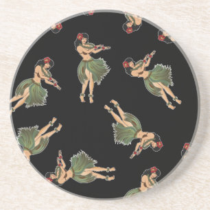 Hula Girl Dancing Pattern Drink Coaster