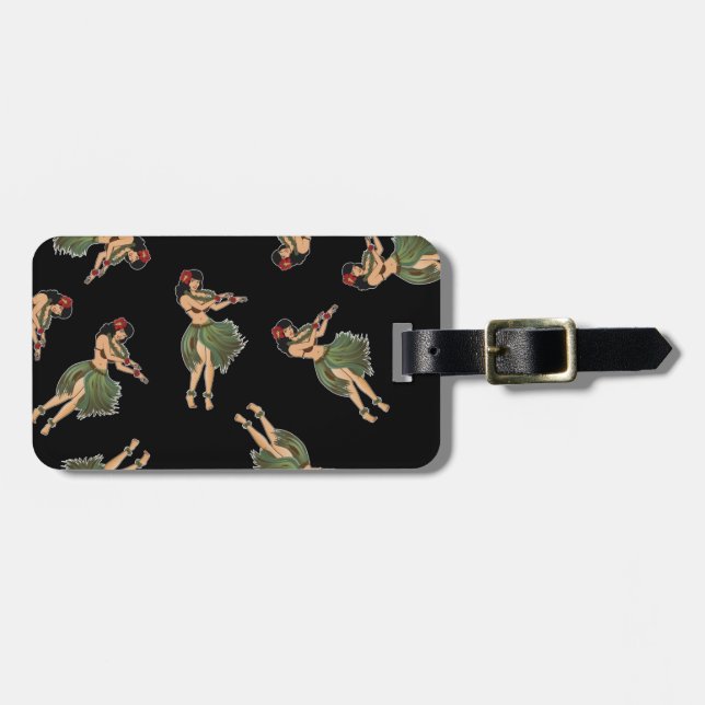 Hula Girl Dancing Pattern Luggage Tag (Front Horizontal)