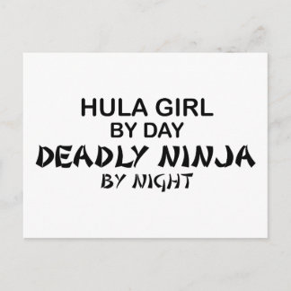 Hula Girl Deadly Ninja by Night Postcard