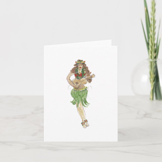 "Hula Girl" Greeting Card (Front)