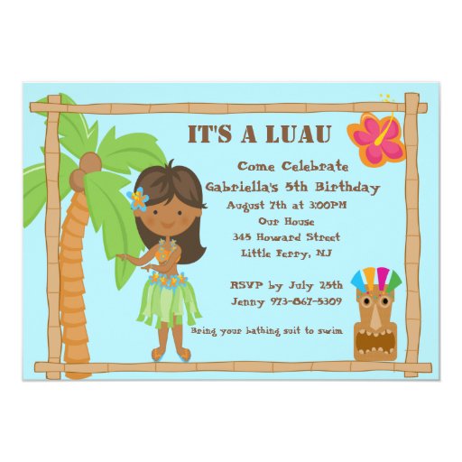 Hula Party Invitations Girl 8